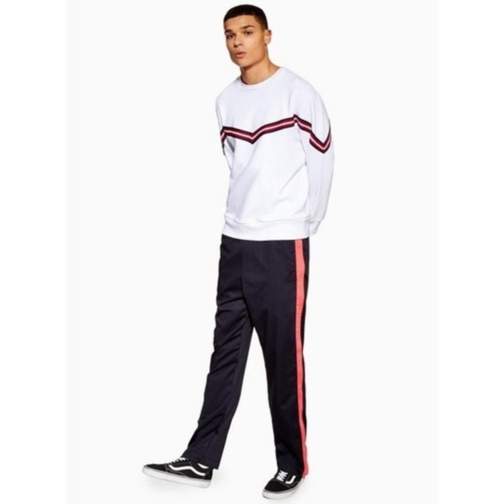 Topman Side Stripe Straight Leg Trousers